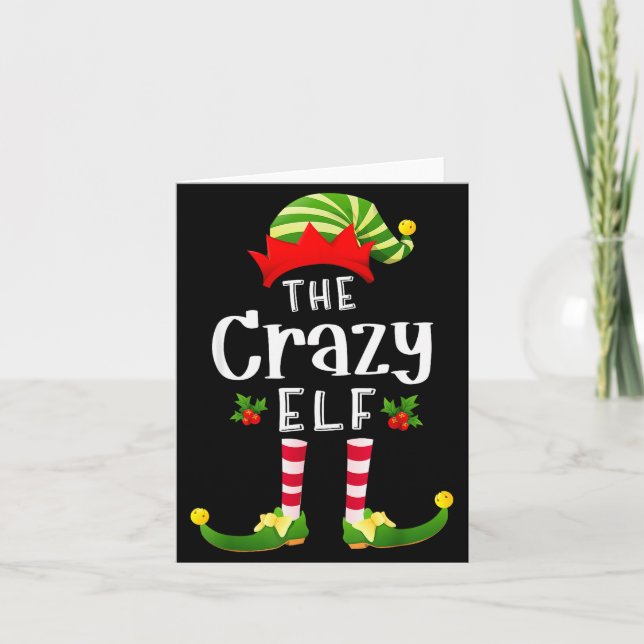 Tarjeta Crazy Christmas Elf Matching Pajama X-mas Party  (Anverso)