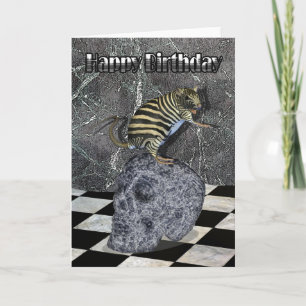 Tarjeta Crazy Creature Birthday Card zebrat en el cráneo