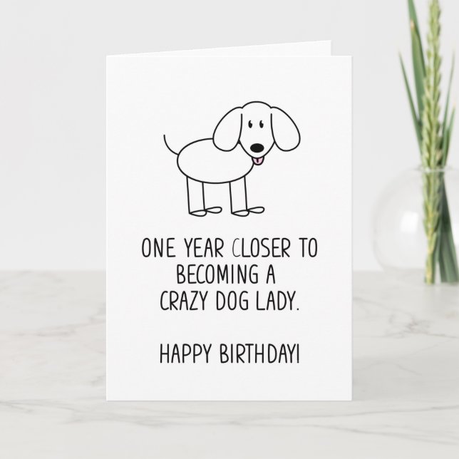 Tarjeta Crazy Dog Lady Funny Birday Card (Anverso)