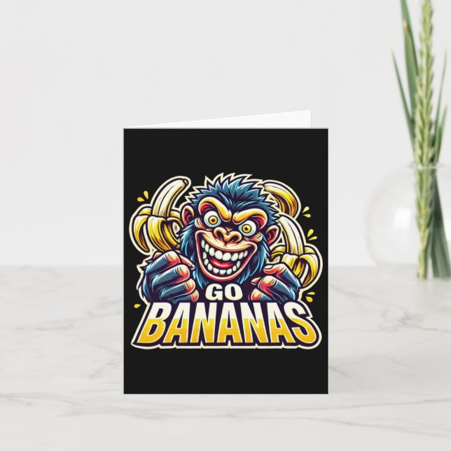 Tarjeta Crazy Monkey Go Bananas Pegatina (Anverso)