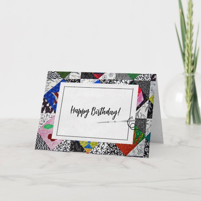 Tarjeta Crazy Quilt Birthday (Anverso)