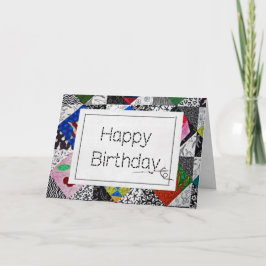 Tarjeta Crazy Quilt con Needle Birthday