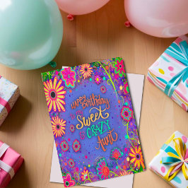 Tarjeta Crazy tía Birday Bonito Floral Funny