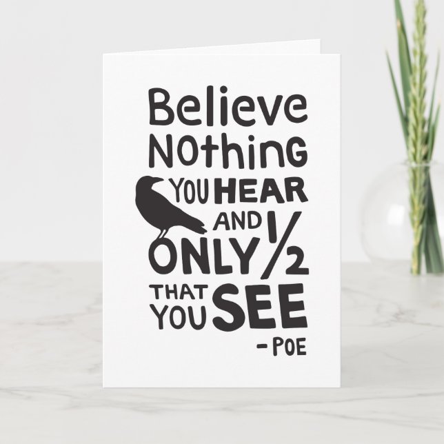 Tarjeta "Crea que nada que usted oye…" Cite por el Poe (Anverso)