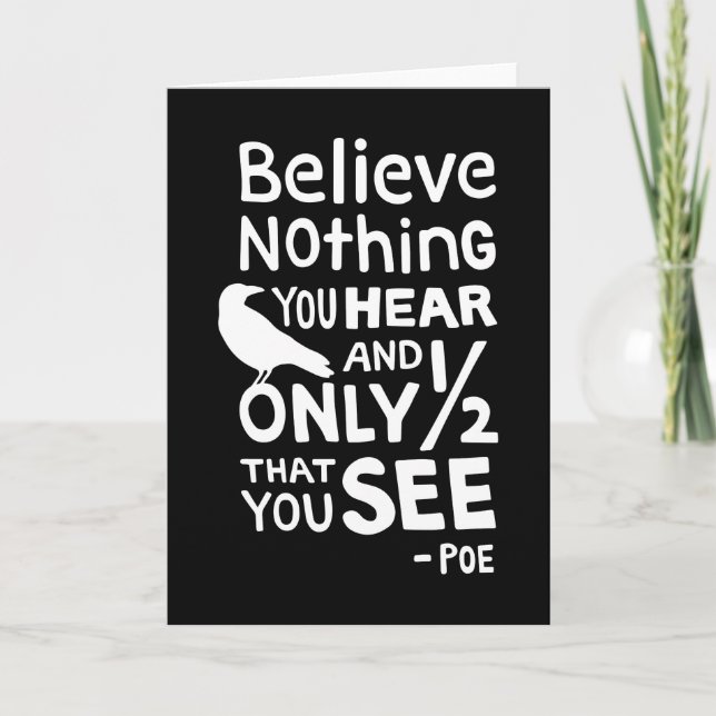 Tarjeta "Crea que nada que usted oye…" Cite por el Poe (Anverso)