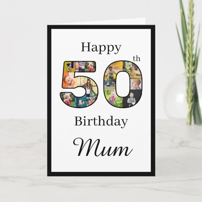 Tarjeta Crea tu propia Mamá multifotografía cumpleaños núm (Anverso)