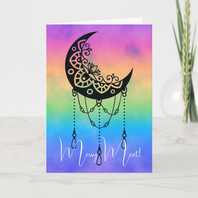 Tarjeta Crea tu propia silueta de boho lun de leafy (Anverso)