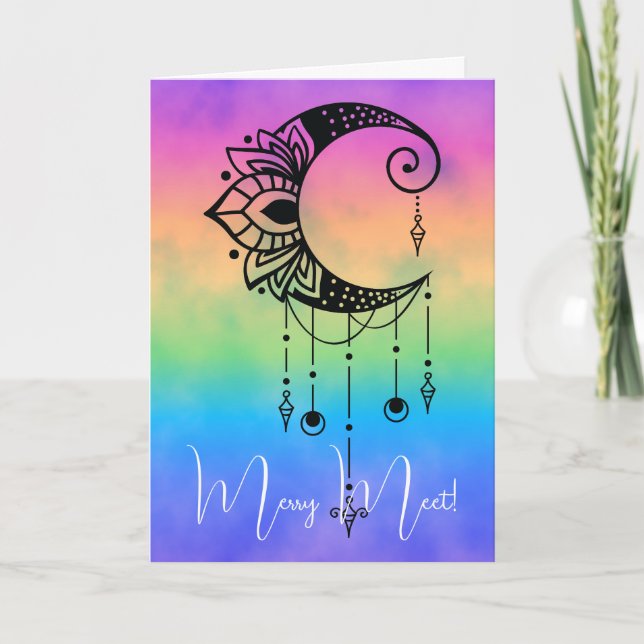 Tarjeta Crea tu propia y elegante Silhouette Boho Moon (Anverso)
