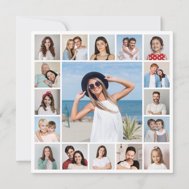 Tarjeta Crea tu propio collage de 17 fotos (Anverso)