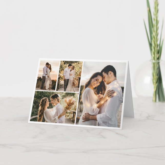 Tarjeta Crea tu propio collage de 4 fotos (Anverso)