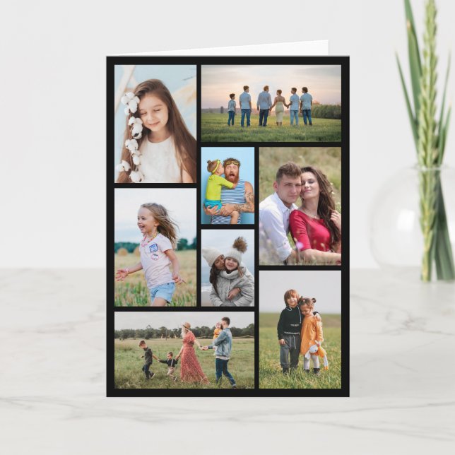 Tarjeta Crea tu propio collage de 8 fotos (Anverso)