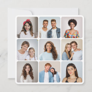 Tarjeta Crea tu propio collage de fotos con 9 esquinas red