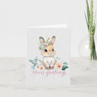 Tarjeta Crea tu propio conejo de primavera y flores silves