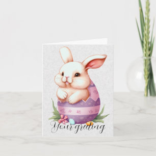 Tarjeta Crea tu propio conejo y huevo con flores silvestre