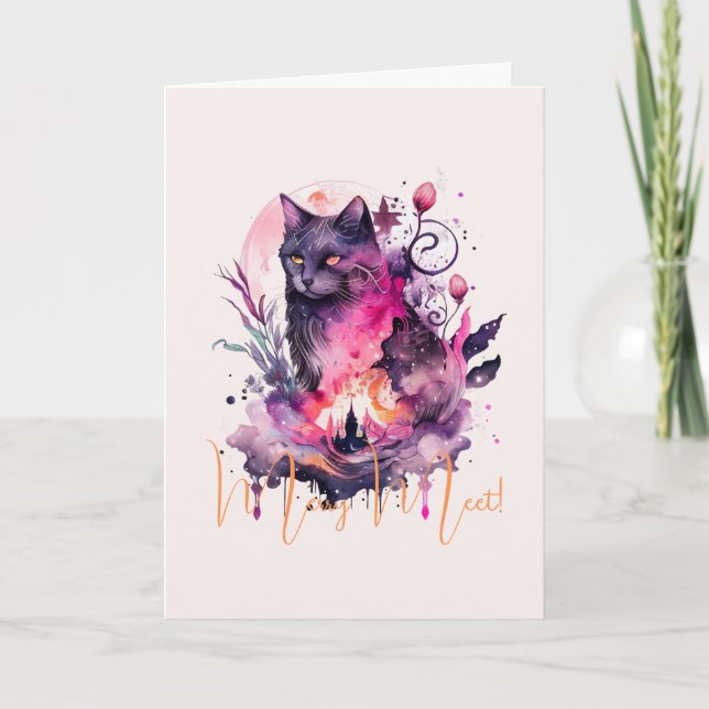Tarjeta Crea tu propio gato negro mágico (Anverso)