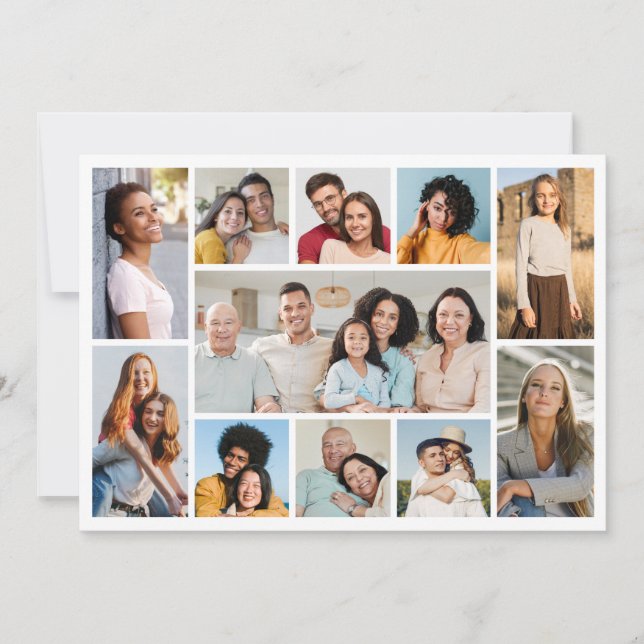 Tarjeta Crea tu propio saludo de 11 Collages de fotos (Anverso)