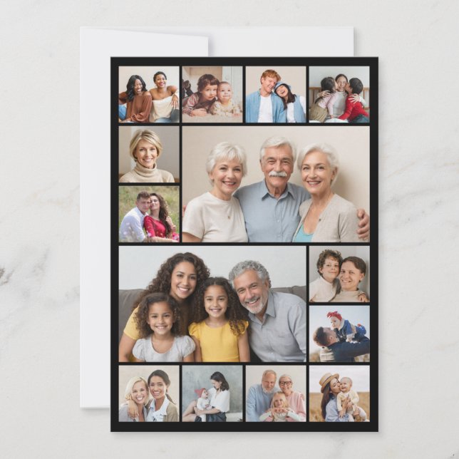 Tarjeta Crea tu propio saludo de 14 Collages de fotos (Anverso)