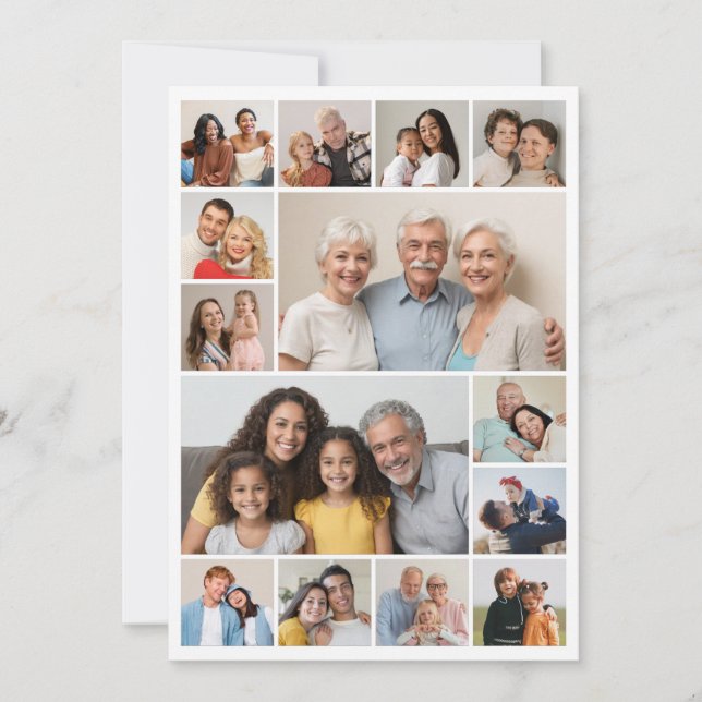 Tarjeta Crea tu propio saludo de 14 Collages de fotos (Anverso)