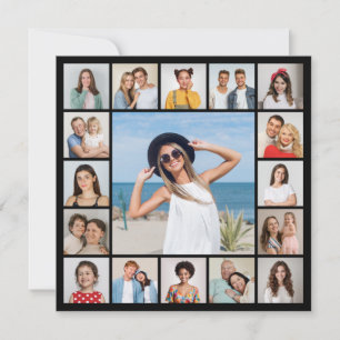 Tarjeta Crea tu propio saludo de collage de 17 fotos