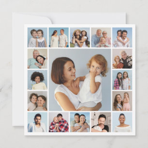 Tarjeta Crea tu propio saludo de collage de 17 fotos 