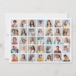Tarjeta Crea tu propio saludo de collage de 35 fotos
