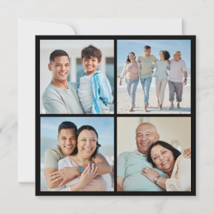 Tarjeta Crea tu propio saludo de collage de 4 fotos