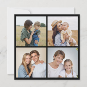 Tarjeta Crea tu propio saludo de collage de 4 fotos