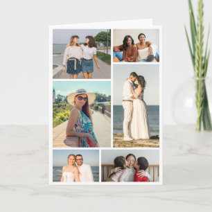 Tarjeta Crea tu propio saludo de collage de 6 fotos