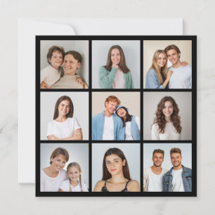 Tarjeta Crea tu propio saludo de collage de 9 fotos