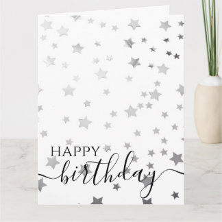 Tarjeta Crea tus Propias Estrellas de Plata Blancas Feliz