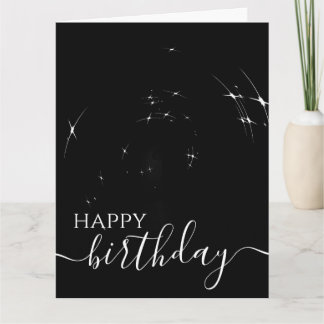Tarjeta Crea tus propios destellos en negro Feliz Cumpleañ