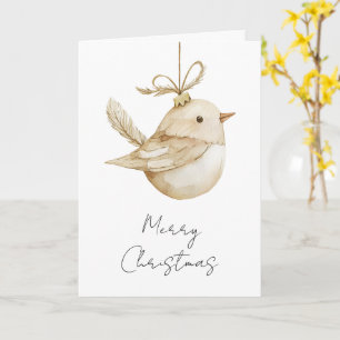 Tarjeta Cream Beige Bird Navidades