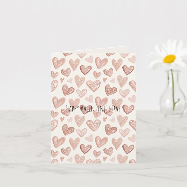 Tarjeta Cream Blush Pink Heart Valentine's Day (Planta pequeña)