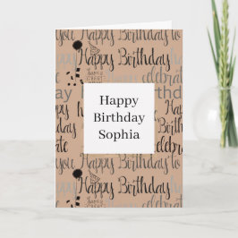 Tarjeta Cream Brown Happy Birthday