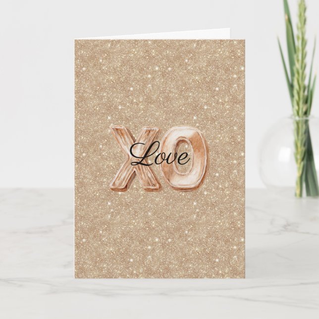 Tarjeta Cream Gold Yellow Glitter Love (Anverso)