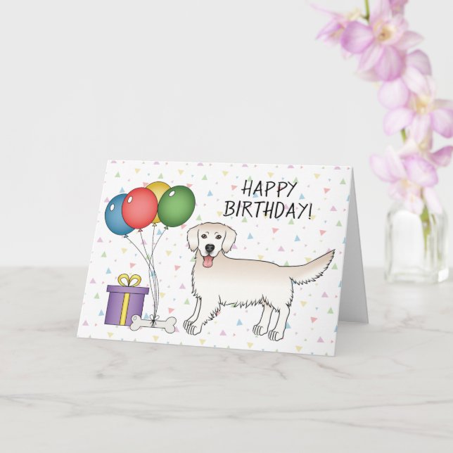 Tarjeta Cream Golden Retriever Cartog Dog Happy Birday (Orquídea)