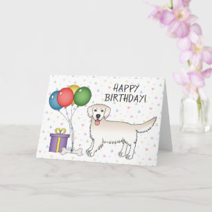 Tarjeta Cream Golden Retriever Cartog Dog Happy Birday