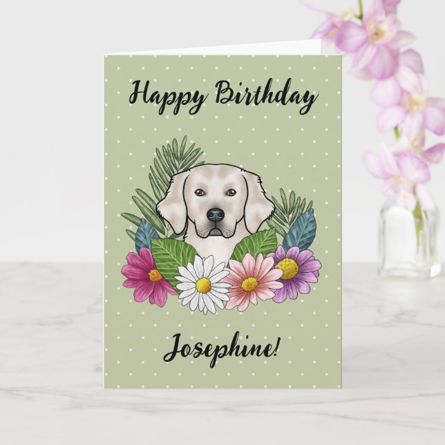 Tarjeta Cream Golden Retriever Colorful Flowday (Orquídea)