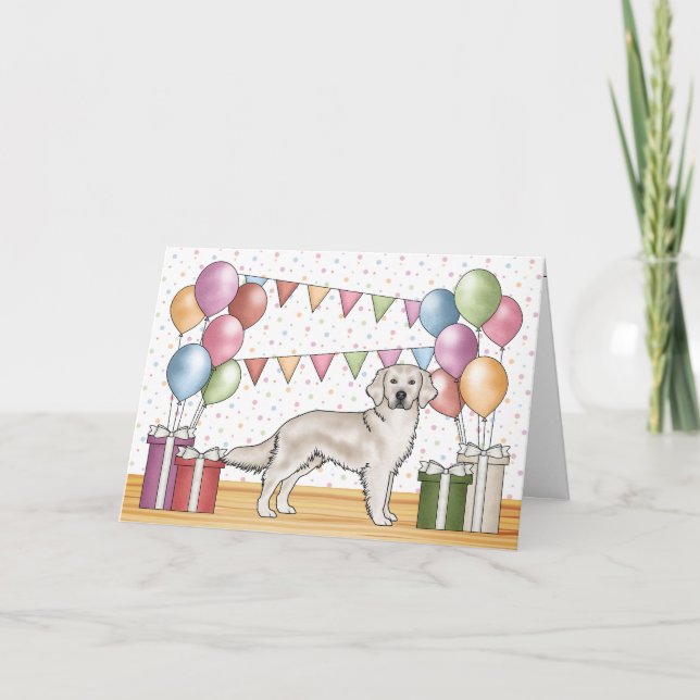 Tarjeta Cream Golden Retriever Dog Colorful Birday (Anverso)