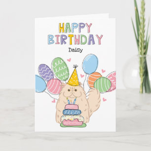 Tarjeta Cream Persian Cat Longhair Fiesta de cumpleaños