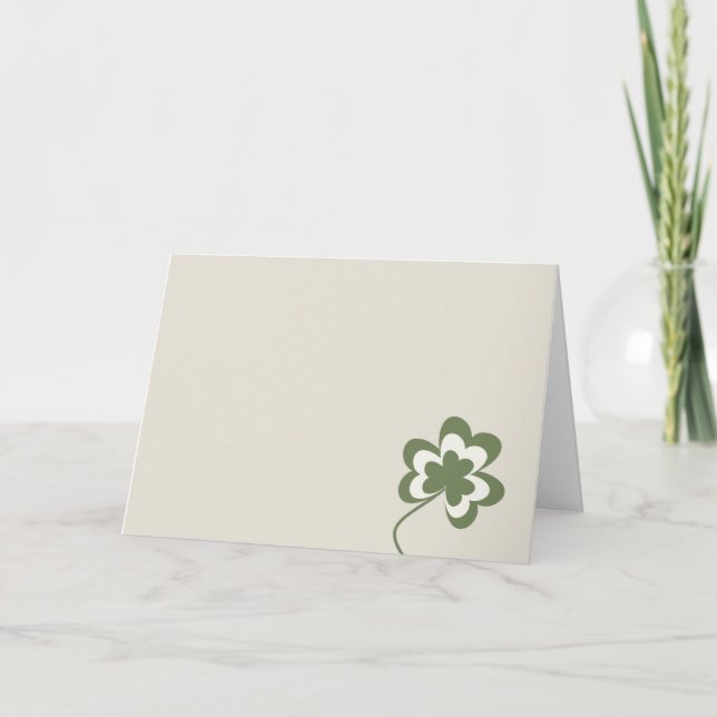 Tarjeta Cream St. Patrick's Day Shamrock Card (Anverso)