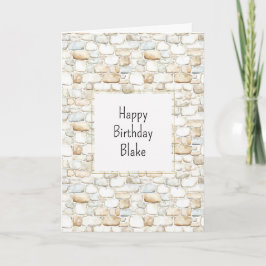 Tarjeta Cream White Grey Faux Stones Birthday