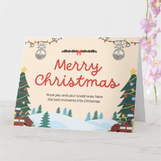 Tarjeta Creamy Elegance Ilustración Feliz Navidad Verde
