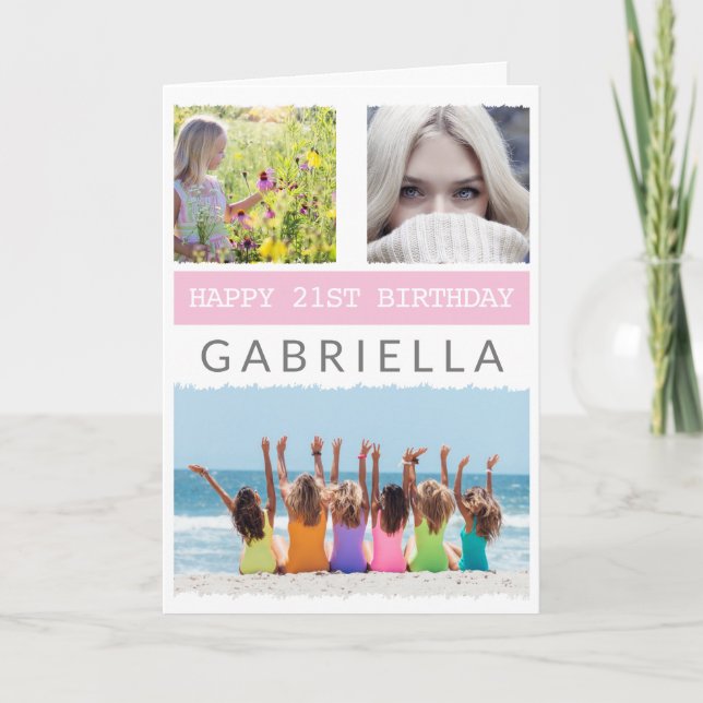 Tarjeta Crear su propio Collage de fotos cualquier cumplea (Anverso)