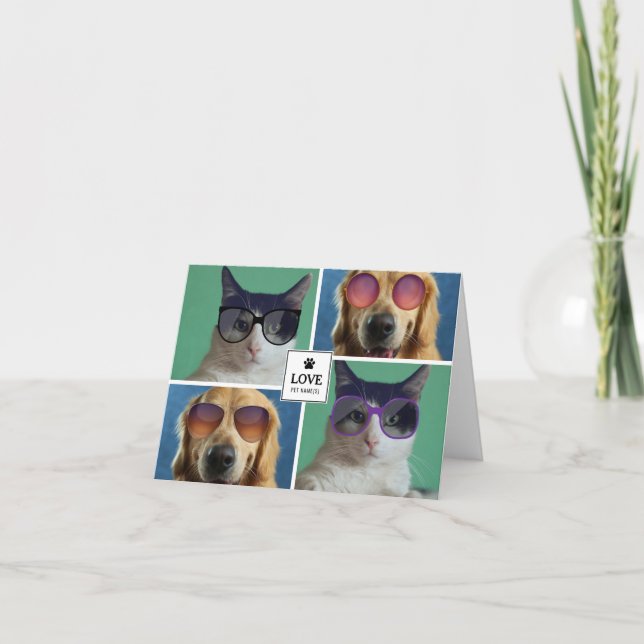 Tarjeta Crear su propio Collage de fotos de 4 Mascotas (Anverso)
