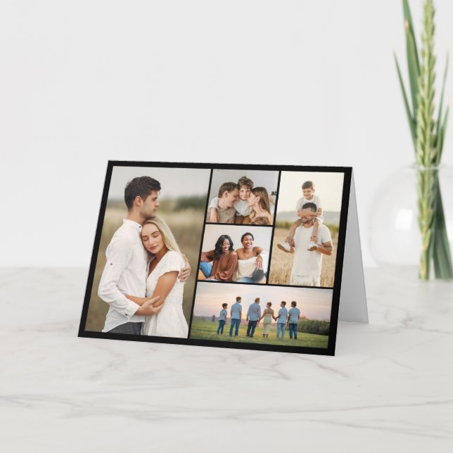 Tarjeta Crear su propio saludo de 5 Collages de fotos (Anverso)