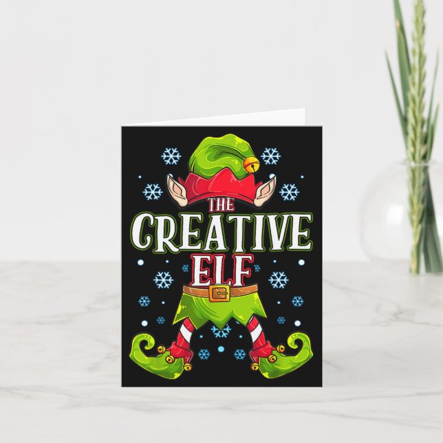 Tarjeta Creative Elf Matching Family Group Christmas Party (Anverso)
