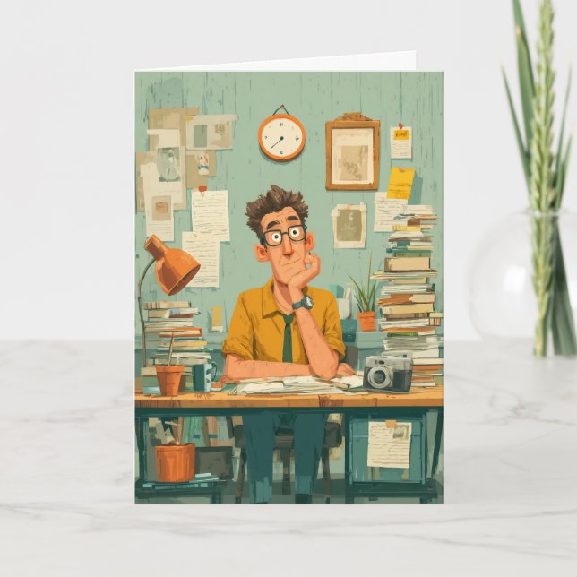 Tarjeta Creative Writer in Busy Office (Anverso)