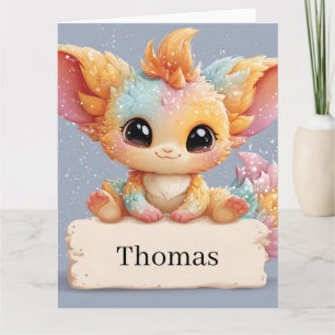 Tarjeta Creatura de fantasía pastel Adorable con un nombre