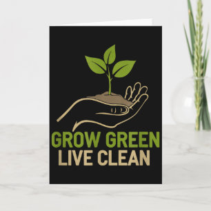 Tarjeta Crece Verde Vive Limpio Amante de la Naturaleza Dí
